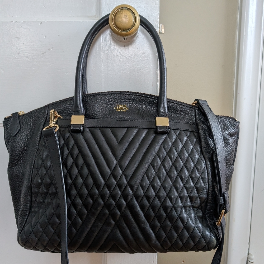 Vince Camuto Leather Darcy Black Satchel